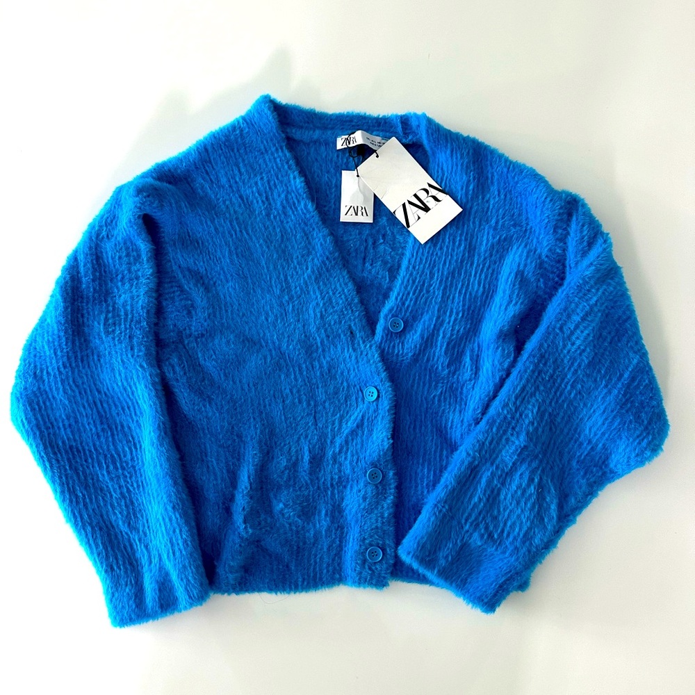 Zara blue soft cardigan size L new with tags
